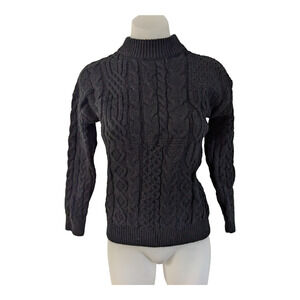 Vox Lux Womens Size Small Cable Knit Mock Neck Sweater Black Long Sleeves